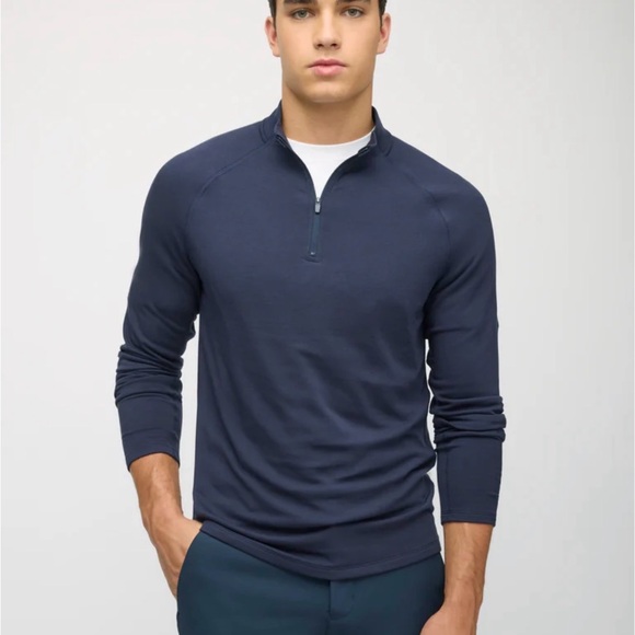 Kit and Ace Men’s Technical Four-way Stretch Navy Blue 1/4 Zip Pullover - Medium - Picture 1 of 9